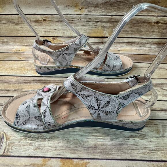 Spring Step L'Artiste Womens Pink Metallic Leather Open Toe Comfort Sandals 42 - Picture 5 of 11